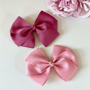 Set of 2 Grosgrain Ribbon Hair Bows with 2.5” Alligator Clip, Magenta & Pink New